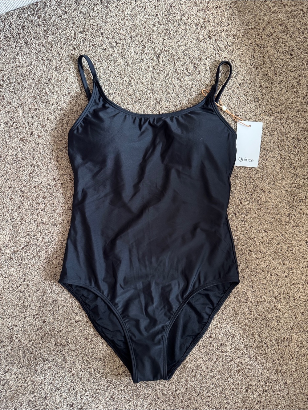 Quince Black Slim-Strap One-Piece Swimsuit
